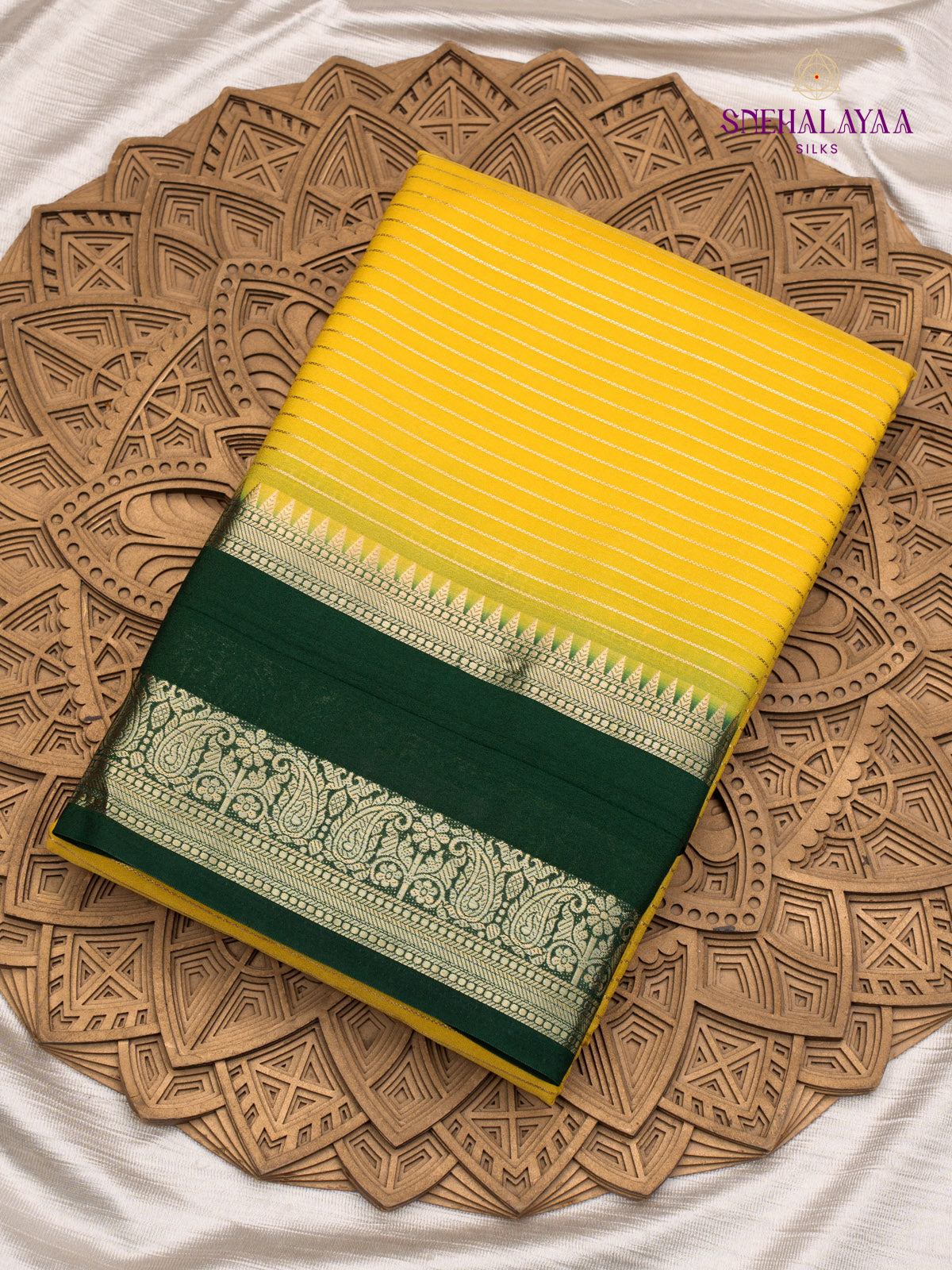 Yellow Mysore Silk Saree